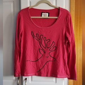 🍭Jessica sequined reindeer pajama top